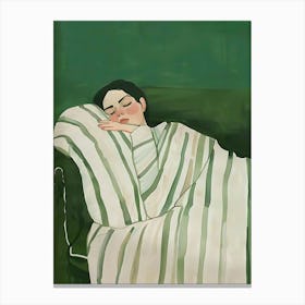 Abstract Art Girl Sleeping In Bed Emerald Poster Leinwandbild