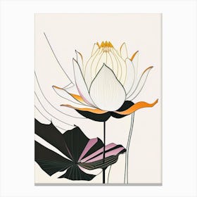 American Lotus Abstract Line Drawing 3 Canvas Print
