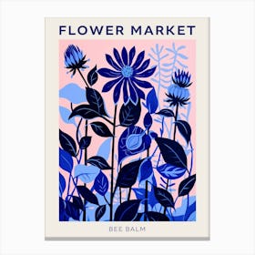 Blue Flower Market Poster Bee Balm 1 Canvas Print