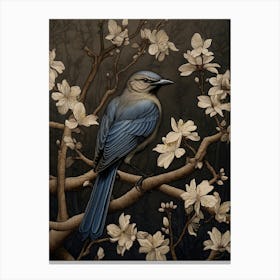 Dark And Moody Botanical Bluebird 3 Canvas Print