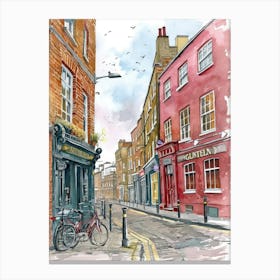 Southwark London Borough   Street Watercolour 1 Canvas Print