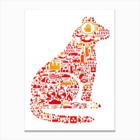 Cat Sitting Global Warming Climate Change Vector Pattern Canvas Print