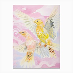 Pink Ethereal Bird Painting Yellowhammer 2 Canvas Print