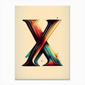 X, Letter, Alphabet Retro Drawing 8 Canvas Print