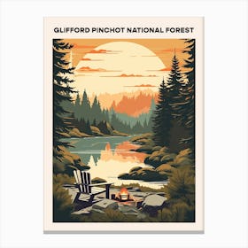 Glifford Pinchot National Forest Midcentury Travel Poster Canvas Print