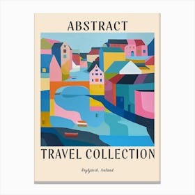 Abstract Travel Collection Poster Reykjavik Iceland 4 Canvas Print