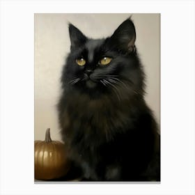 Black Cat With Pumpkin 2 Canvas Print