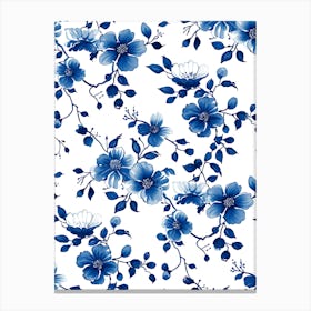 Blue And White Floral Pattern 9 Canvas Print