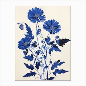 Blue Botanical Asters 3 Canvas Print