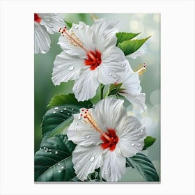 White Hibiscus Flowers Canvas Print