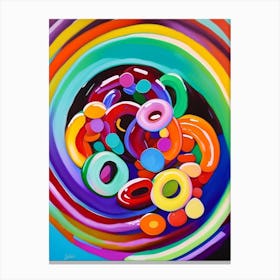 Jelly Rings Candy Sweetie Colourful Brushstroke Painting Flower Canvas Print