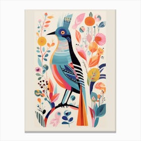 Colourful Scandi Bird Cuckoo 1 Canvas Print