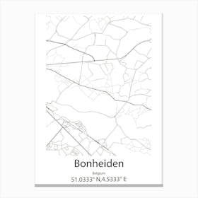 Bonheiden,Belgium Minimalist Map Canvas Print