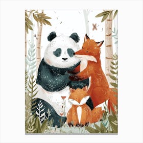 Giant Pand And A Fox Storybook Illustration 4 Canvas Print