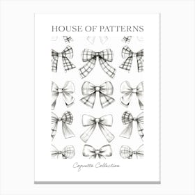 Black And White Bows 4 Pattern Poster Canvas Print