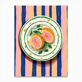 A Plate Of Oranges, Top View Food Illustration 2 Canvas Print