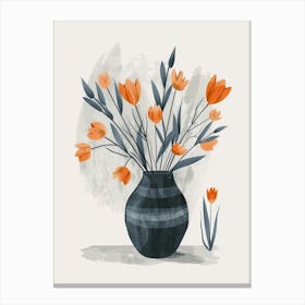 Orange Flowers In A Vase 3 Canvas Print