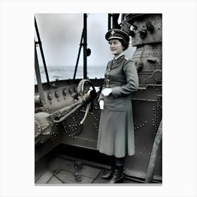 Woman In Uniform On A Ship Canvas Print