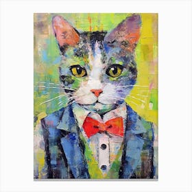 Pawsitively Fashionable; A Cat Oil Painted Elegance Canvas Print