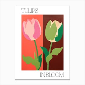 Tulips In Bloom Flowers Bold Illustration 1 Canvas Print