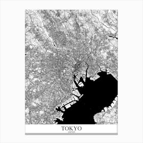 Tokyo White Black Canvas Print
