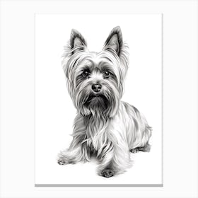 Yorkshire Terrier Dog, Line Drawing 3 Canvas Print