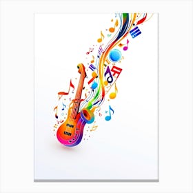 Colorful Guitar With Musical Notes Canvas Print