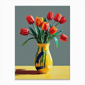 Tulips In A Yellow Vase Living Room Art Print (1) Canvas Print