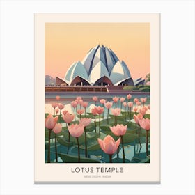 Lotus Temple New Delhi India Travel Poster Canvas Print