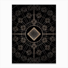 Geometric Glyph Radial Array in Glitter Gold on Black n.0210 Canvas Print