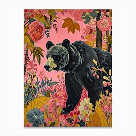Floral Animal Painting Grizzly Bear 3 Canvas Print