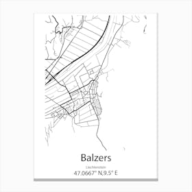 Balzers,Liechtenstein Minimalist Map Canvas Print