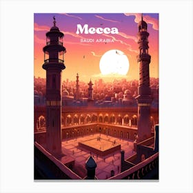 Mecca Saudi Arabia Hajj Modern Travel Illustration Canvas Print