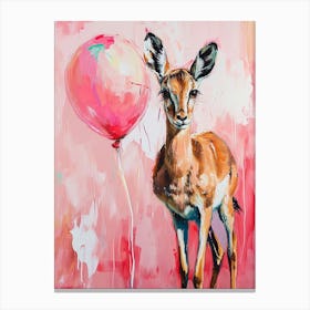 Cute Gazelle With Balloon Canvas Print