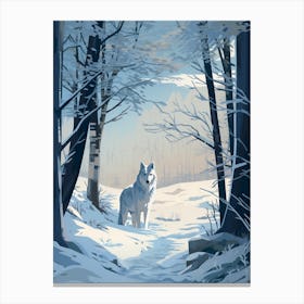 Winter Gray Wolf 2 Illustration Canvas Print