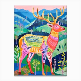 Maximalist Animal Painting Elk 1 Canvas Print