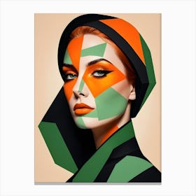 Geometric Woman Portrait Pop Art (90) Canvas Print