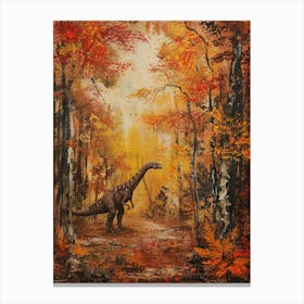 Dinosaur In An Autumnal Forest 3 Canvas Print