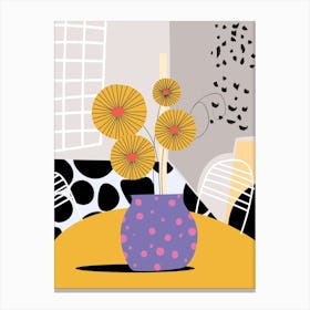Yellow Flowers In A Vase Modern Canvas Print