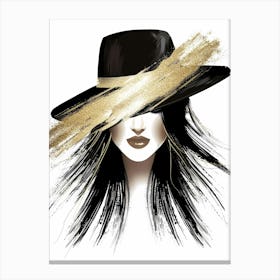 Fashion Girl In A Hat Canvas Print