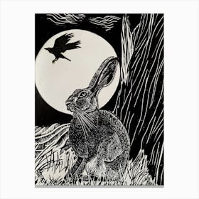 Full Moon Linocut Canvas Print