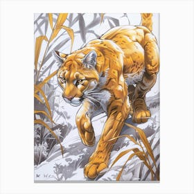 Cougar Precisionist Illustration 1 Canvas Print