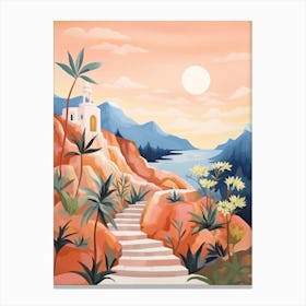 Retro Gouache Mediterranean Landscape Canvas Print