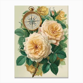 English Roses Painting Rose With A Compass 1 Canvas Print