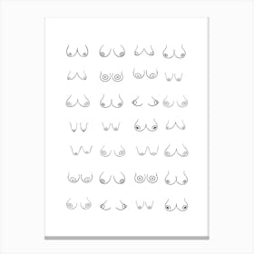 Minimalist Boobs in Black & White Canvas Print