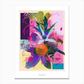 Edelweiss 4 Neon Flower Collage Poster Canvas Print