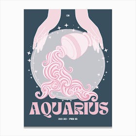 Navy Zodiac Aquarius Canvas Print