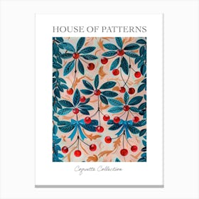 Folk Cherries And Bows 7 Pattern Poster Canvas Print