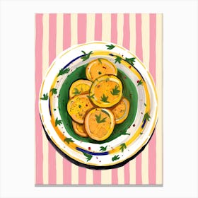 A Plate Of Pumpkins, Autumn Food Illustration Top View 37 Canvas Print