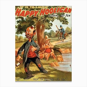 Happy Hooligans On Fishing, Funny Vintage Poster Canvas Print